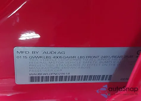2015 Audi A4 2.0T Premium from USA, damaged, VIN WAUBFAFL0FN029618